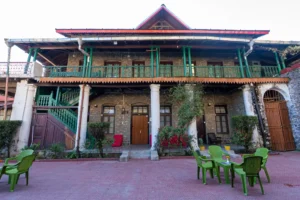Heritage hotel exterior with colonial architecture at Royal Heritage Nainital